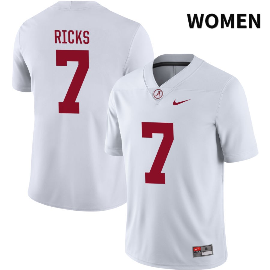 Alabama Crimson Tide Women's Eli Ricks #7 NIL White 2022 NCAA Authentic Stitched College Football Jersey MU16R78XH